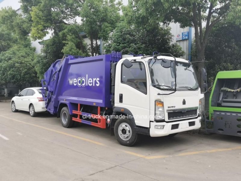 HOWO 4X2 Type 4m3 5m3 6m3 7m3 China Garbage Truck with Compactor