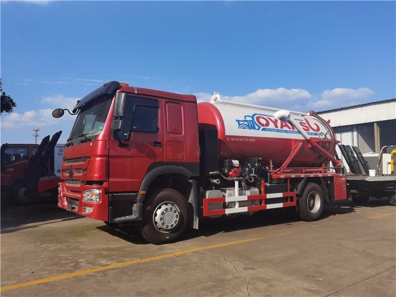 China Brand Sinotruk HOWO 4X2 Vacuum Tank Jetting Sewage Cleaning Suction Tanker Truck