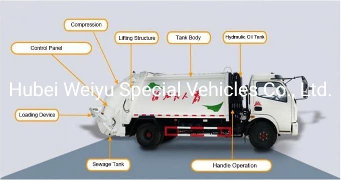 5000liters 4tons 5tons Dump Garbage Compactor Truck Waste Bin Truck Waste Transfer Truck
