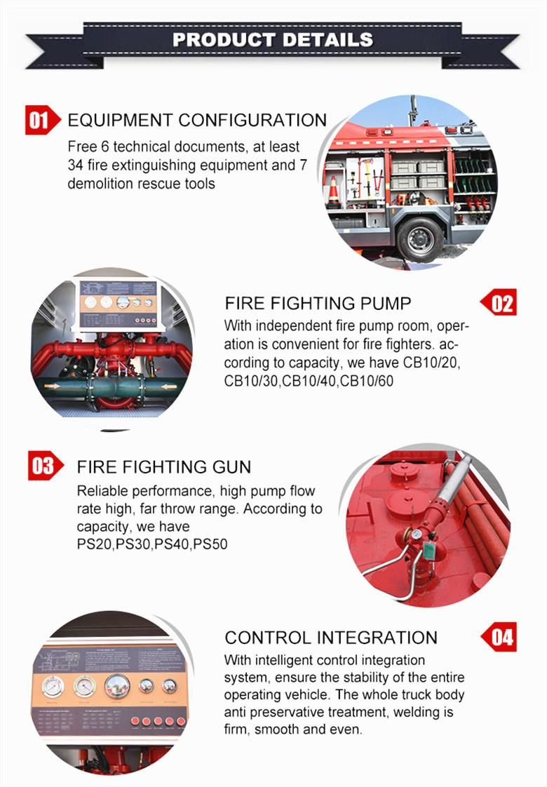 Dongfeng 4X2 Small 5000 Liters 5 Tons Water Fire Truck for Sale