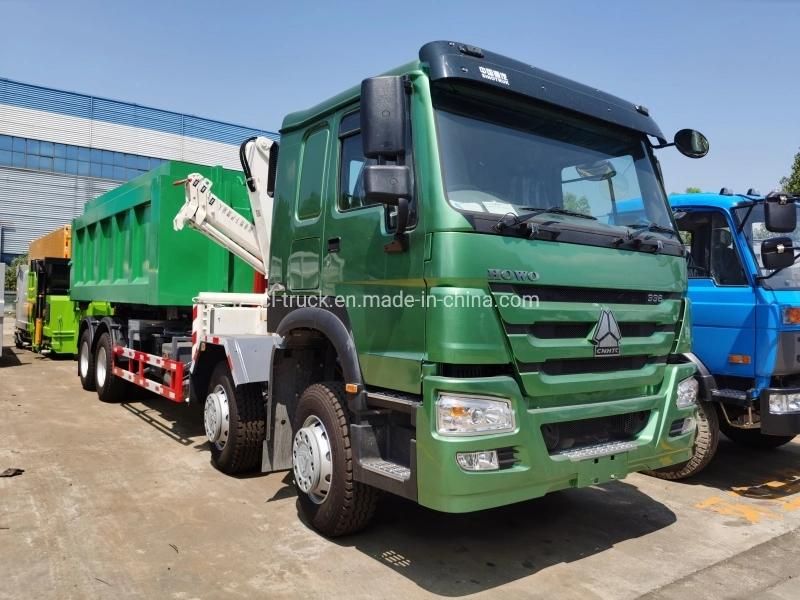 HOWO Hook Lift Garbage Truck with Crane