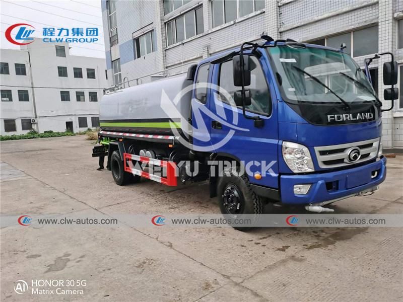 Foton Forland 10000liters 10cbm 10tons Water Sprinkler Truck Water Spraying Truck with High Pressure Water Cannon