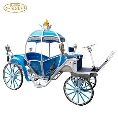 Luxury and Romantic Blue 4 Wheels Princess Wedding Horse Carriage