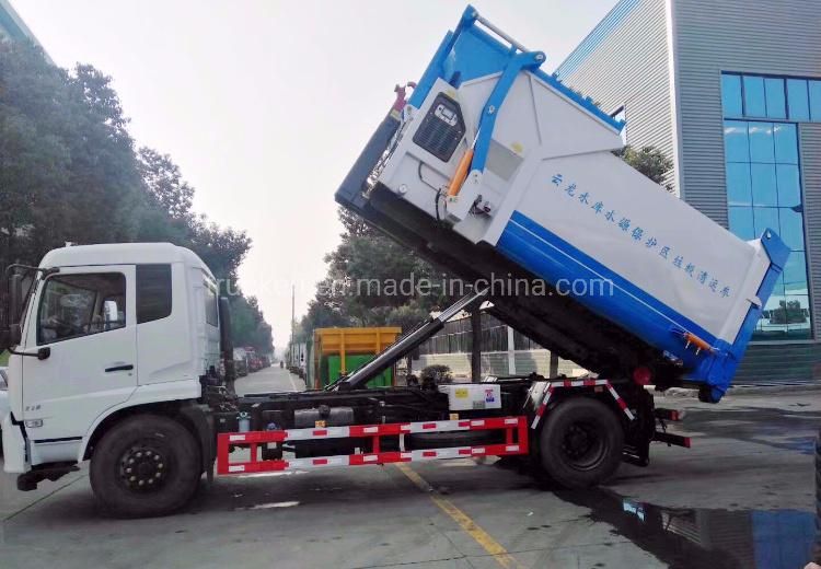 12cbm 14cbm Dongfeng Kingrun Rear Compactor Garbage Station 10ton 15ton Hook Lift Garbage Collection Station Truck