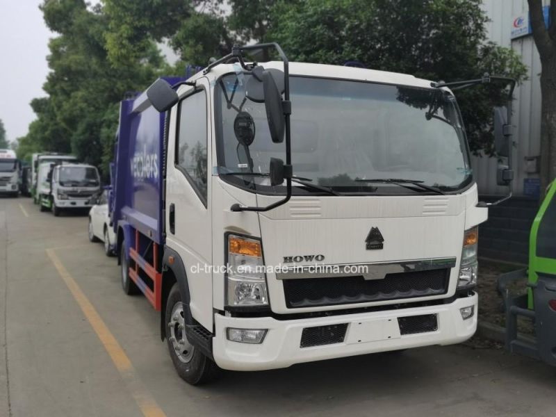 HOWO 4X2 Type 4m3 5m3 6m3 7m3 China Garbage Truck with Compactor