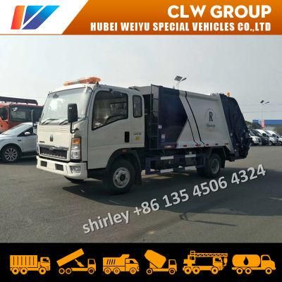 Sinotruk HOWO 4X2 Rubbish Trash Refuse Compression Cart 4tons 5m3 Garbage Compressor Truck for Africa