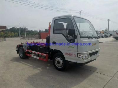 High Quality Small JAC 4cbm 4m3 Hook Arm Garbage Truck with Garbage Container