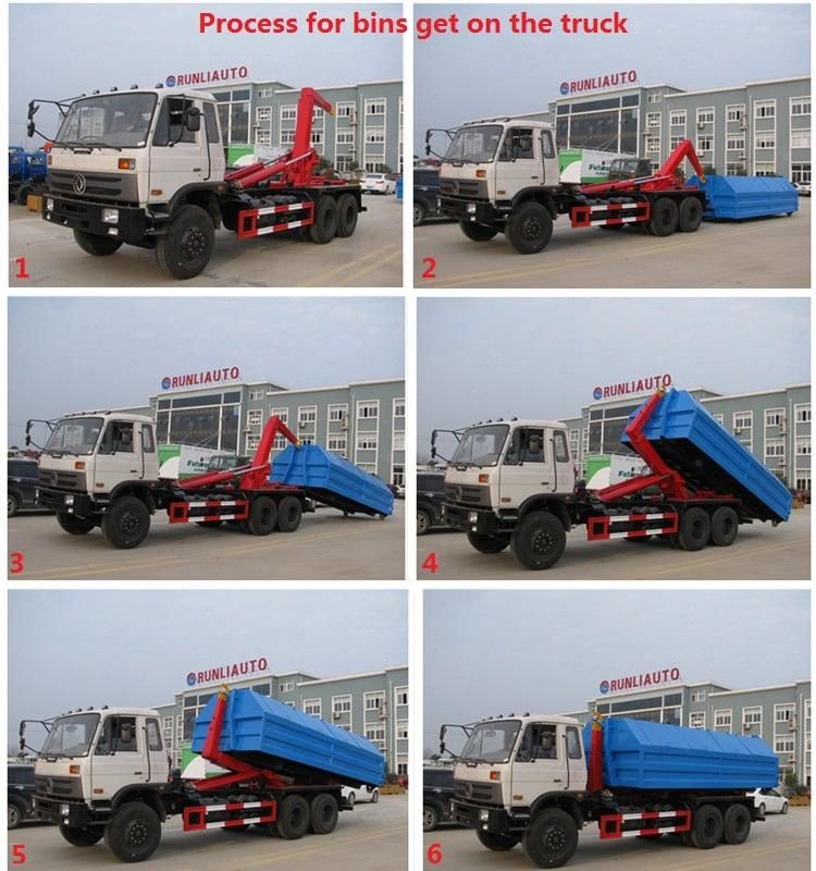 Dongfeng Frika 4X2 Hook Lift Garbage Truck with 5000 Liters Bins