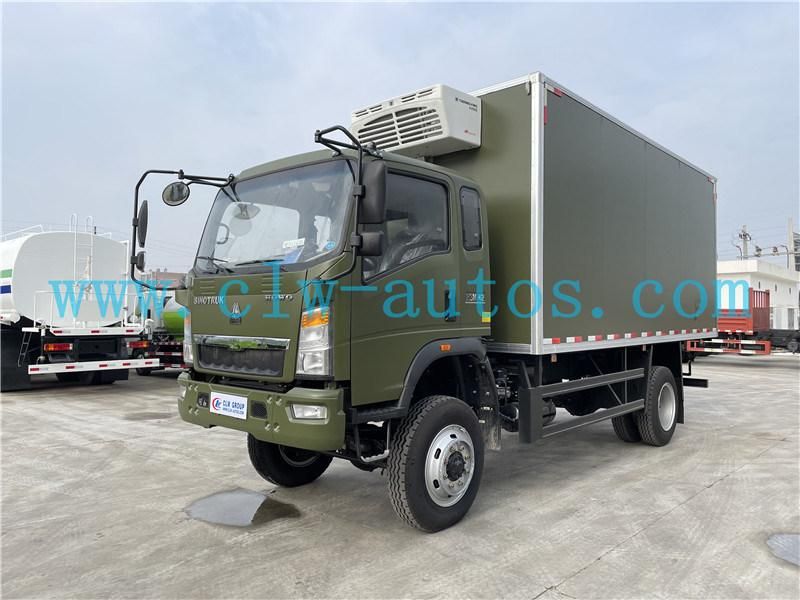 10tons 15tons 30cbm Sinotruk HOWO 4X4 Refrigerated Van Truck with Carrier Hanxue Thermo King Freezer Unit
