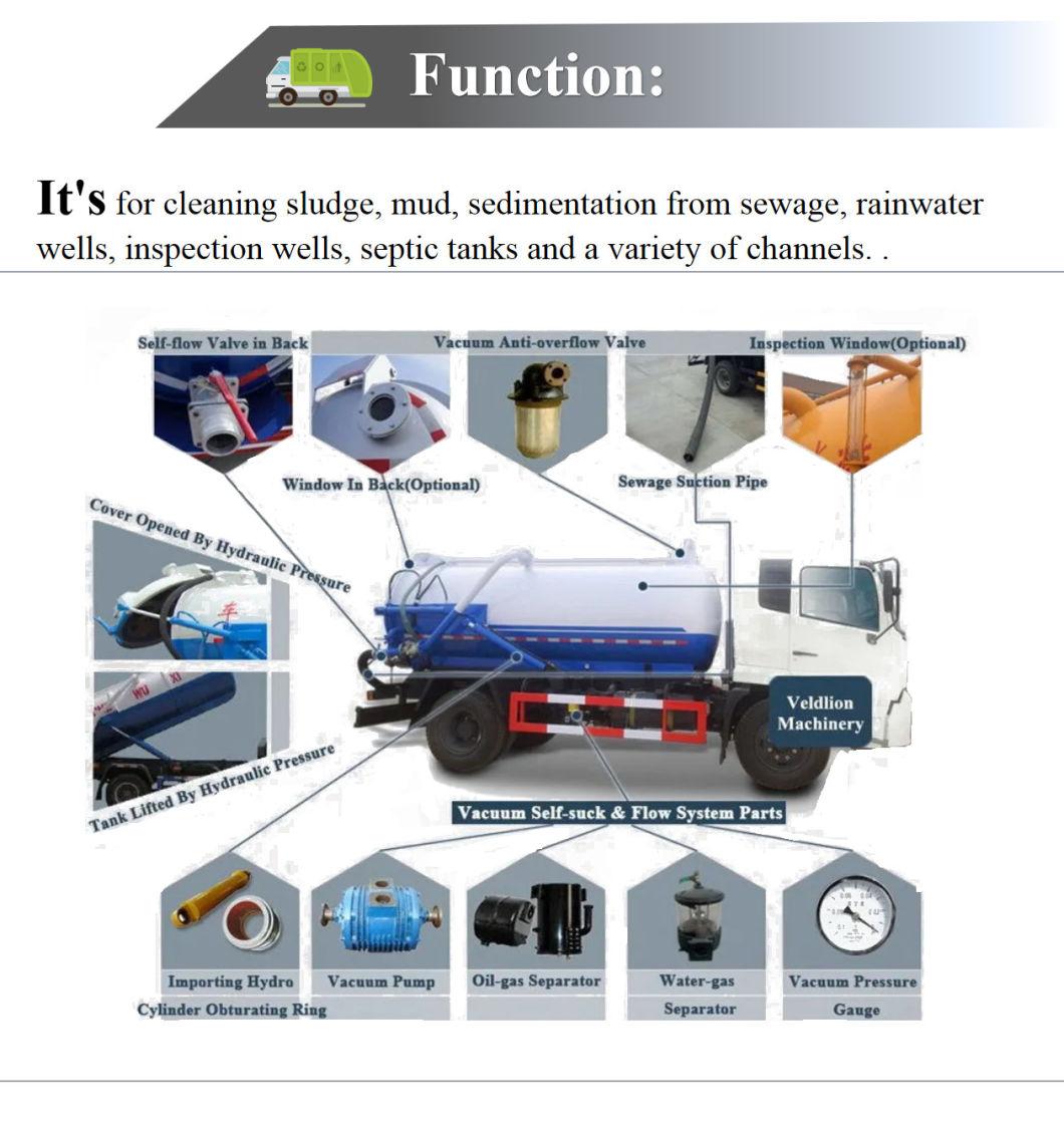 8cbm High Pressure Cleaning Industrial Grade Sewage Suction Vacuum Tank Truck
