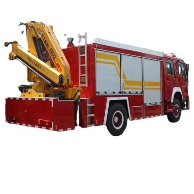 HOWO Fire Fighting Rescue Truck with 5ton Crane 5t Winch 10.5kw Generator 4X1000W Liftable Light