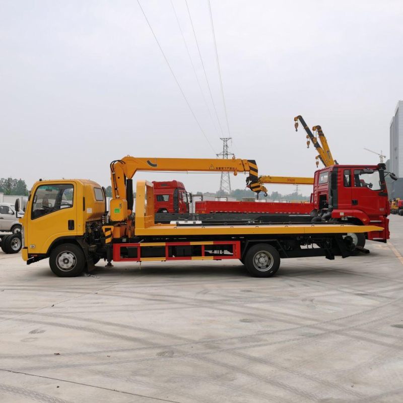 Qingling Wushiling Wrecker with Crane 4 Ton Flatbed Towing Wrecker with 5 Tons Crane for Sales