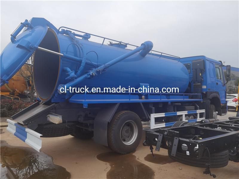 Good Quality 4X2 Factory Price HOWO 12000 Liters High Pressure Jetting Vacuum Sewer Sludge Cleaning Sewage Suction Tank Fecal Sucker Tanker Truck