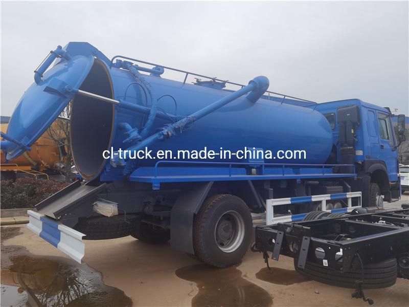 Good Quality 4X2 Factory Price HOWO 12000 Liters High Pressure Jetting Vacuum Sewer Sludge Cleaning Sewage Suction Tank Fecal Sucker Tanker Truck