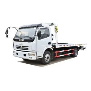 Dongfeng Duolika 4X2 Flat Bed Recovery Tow Trucks Installed 4tons to 5tons Crane on Rescue Cars