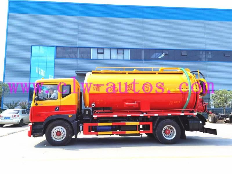 4X2 Dongfeng D9 Duolicar 15000liters 15cbm 15m3 Vacuum Sewage Suction Truck Sewer Tank Truck Septic Tank Truck with High Pressure Water Cleaning System