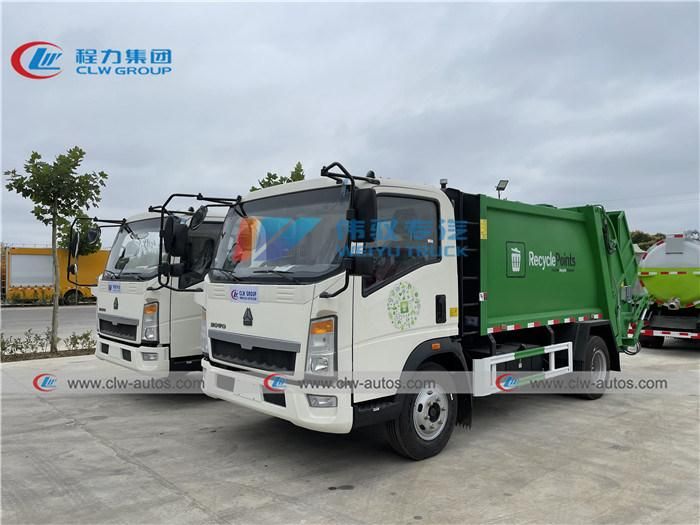 4X2 Sinotruk HOWO 6tons Compactor Garbage Truck 7cbm 10cbm Compressed Garbage Truck