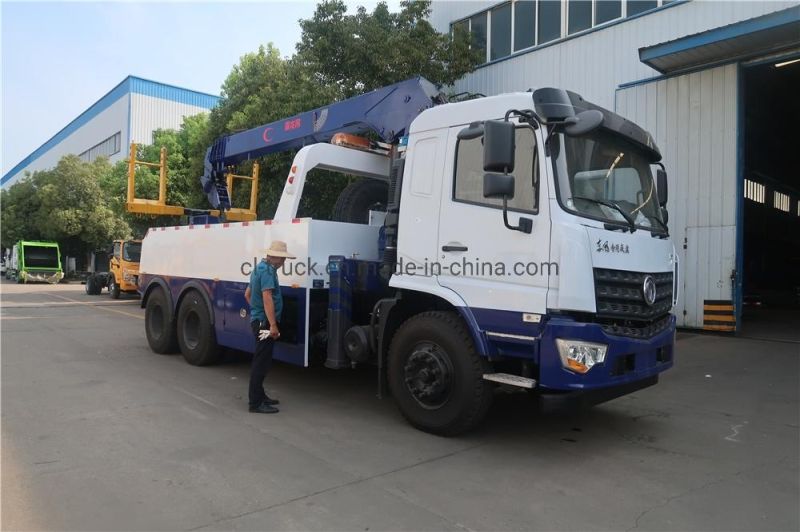 Good Quality Shacman 8X4 Crane Truck with Flat Bed Wrecker Tower