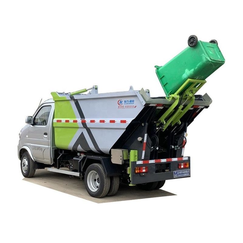 DFAC 4X2 Pure Electric New Energy 4 M3 Rear Self-Loading Compressed Garbage Docks with Portable Garbage Station