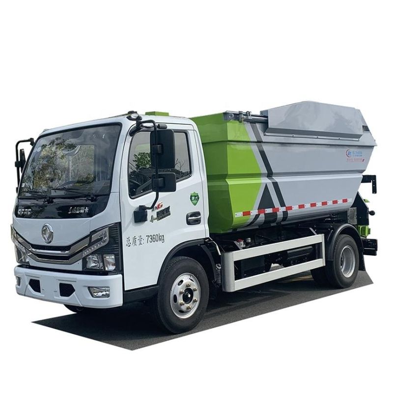 High Efficient DFAC 7m3 Rear Loading Compressed Garbage Truck with Hydraulic Lifting Box for Unloading Garbage