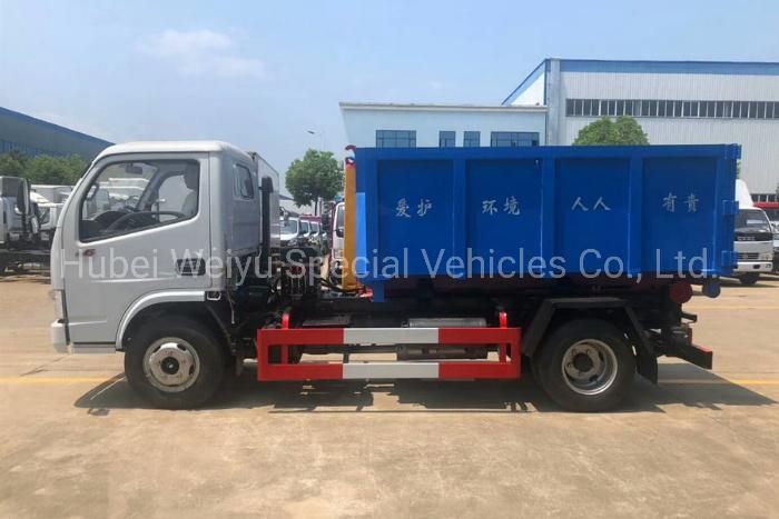 China Dongfeng 4cbm Roll off Refuse Collector Truck Hook Lift Garbage Truck