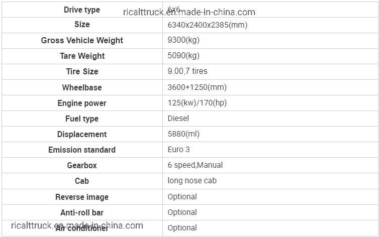 China Supplier 6X6 off-Road Pickup Cargo Truck for Africa