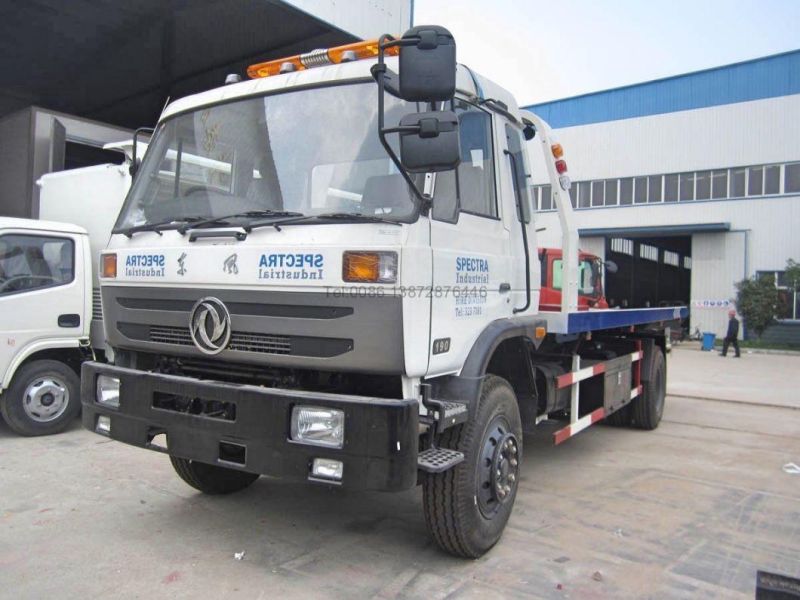 Dongfeng 153 Type 6tons Winch Japan Middle Duty 8t 8ton Flatbed Towing Rollback Car Carrier Recovery Full Landing Flat Bed 4ton Wrecker Tow Truck