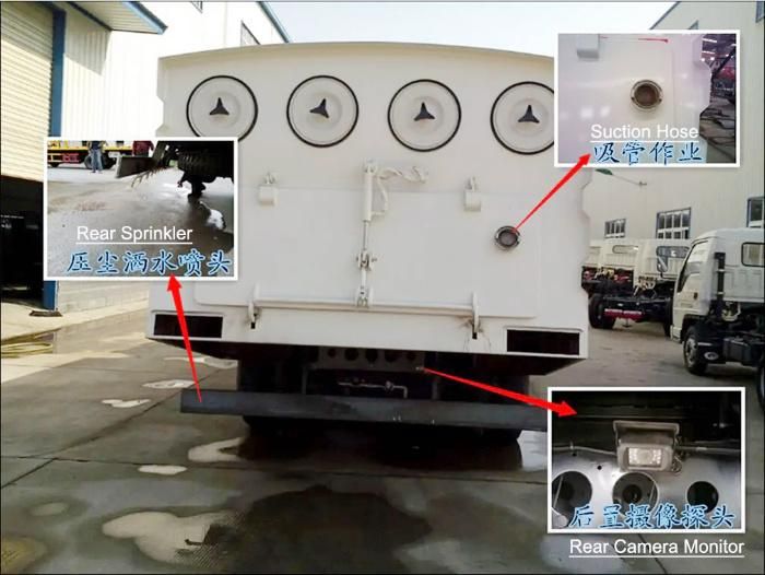 Desert Sand Dry Area Road Cleaning 5ton 6ton Vacuum Sweeping Vehicle with Auxilary Engine Water Spraying Dust Cleaning System