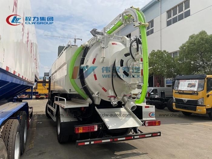 Foton 12000liters Sewer Flushing Vehicle Vacuum Pump with Quick Suction and Discharge 10tons Sewage Jetting Truck