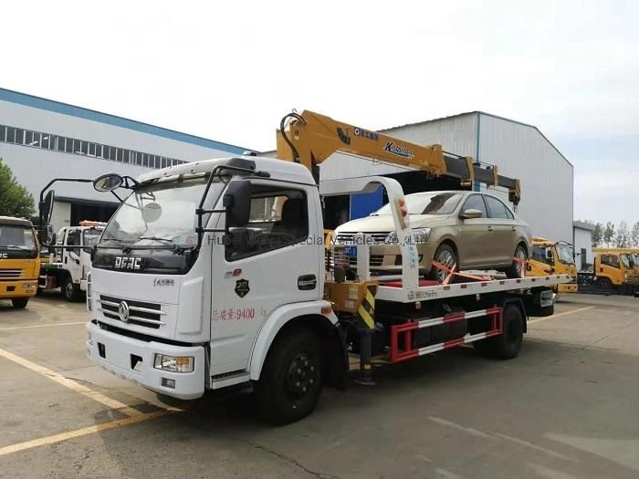 Road Recovery Dongfeng Integrated Tow and Crane Mounted 4ton Wrecker Truck