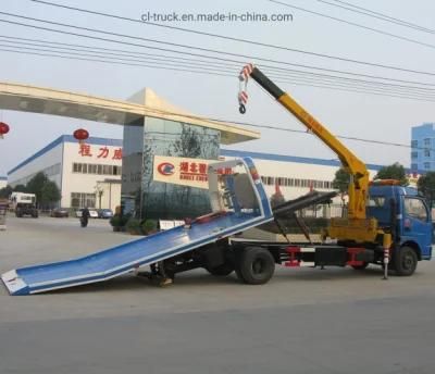 Good Quality Best Price Dongfeng Tilt Tray 3 Ton Wrecker Towing Truck with Crane for Sale