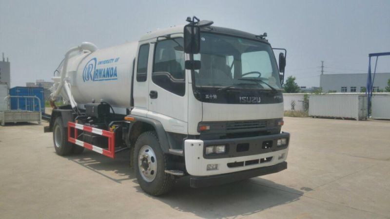 Good Quality Isuzu Vacuum Sewage Suction Truck 10000 Liters 12m3 14m3 Septic Tanker Sewer Cleaning Sludge Tank Fecal Waste Sewage Suction Truck Dimensions