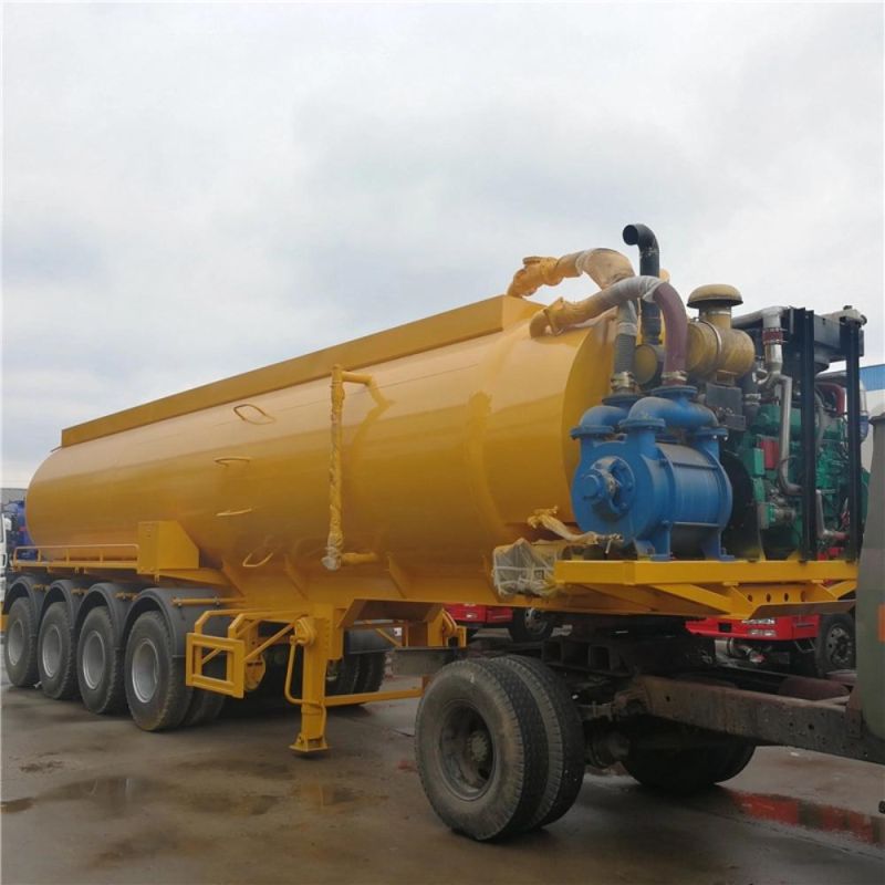 Chengli Brand 3 Axles 2 Axles 4 Axles 35000liters Vacuum Suction Sewage Trailer with Vacuum Pump Engine