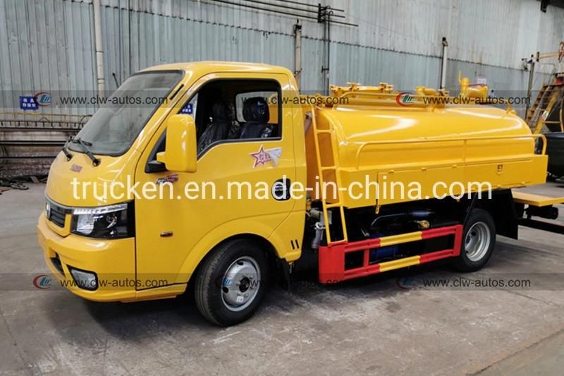 Dongfeng Mini Pickup 3m3 Sewer Cleaning Truck 3000L Vacuum Sewage Suction Truck