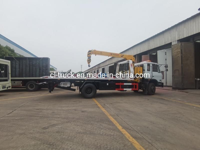Dongfeng 4X2 Flat Bed Tow Wrecker Truck with 4tons 3tons 5tons 6tons Crane