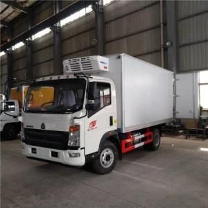 HOWO 3 Tons 4 Tons 5 Tons Fiberglass Material Freezer Units -5 to -18 Degree Centigrade Refrigerated Van Truck for Sale