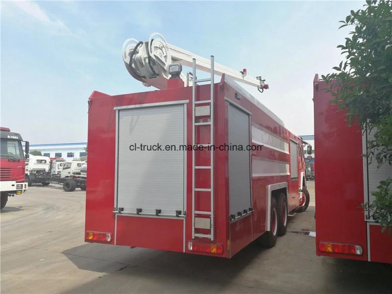 HOWO Telescopic Boom Hydraulic Ladder Fire Truck 8t Sinotruk HOWO Jy80 Emergency Rescue Fire Fighting Truck with The Original U. S. Champion Electric Winch