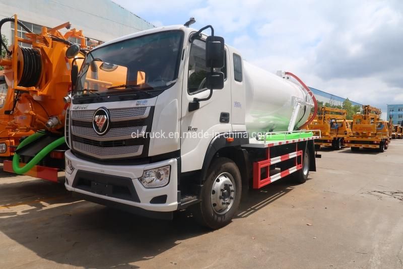 Foton Auman 10 Cubic Meters Waste Water Pump 10ton Toilet Sewer Suction Vacuum Tanks for Septic Trucks