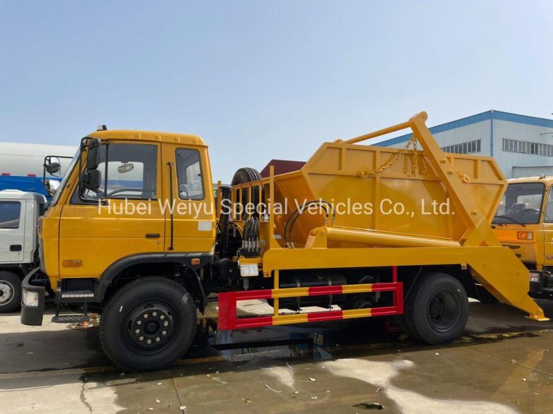 Dongfeng 145 Skip Loader Garbage Truck Swing Arm with 8 Cbm Gaebage Box for Refuse Garbage Transport Truck