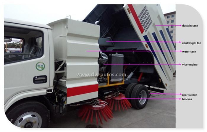 5 Cbm Vacuum Suction Road Sweeper Hydraulic Lever Operation with Water Sprinkler