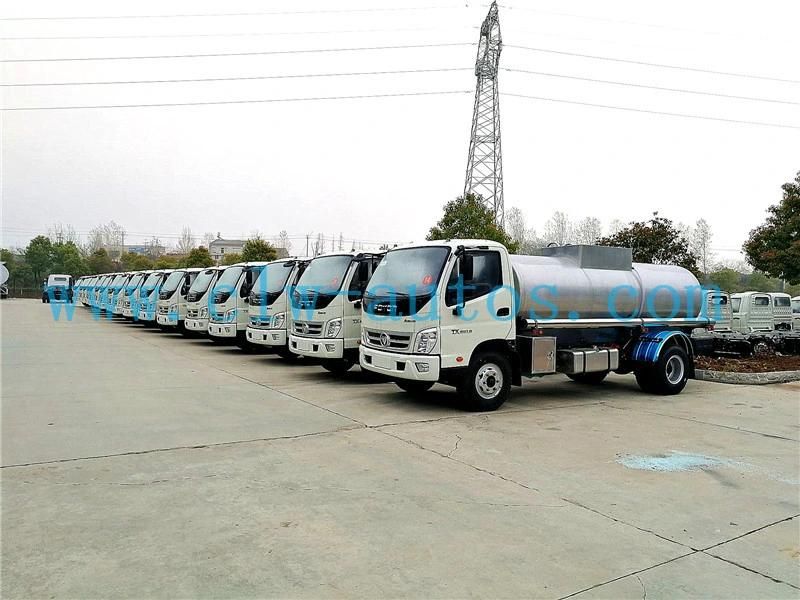 Foton 5000liters 5cbm 5tons Water Bowser Truck Stainless Steel 304 2b Drinking Water Transport Truck