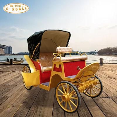 Royal Wagon-Style Rickshaw White Wedding Horse Carriage
