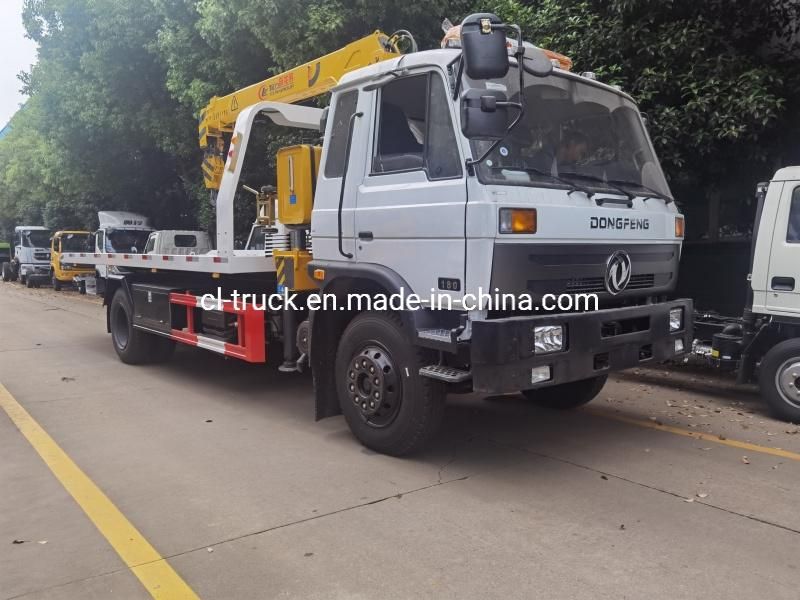 Dongfeng 4X2 Flat Bed Tow Wrecker Truck with 4tons 3tons 5tons 6tons Crane