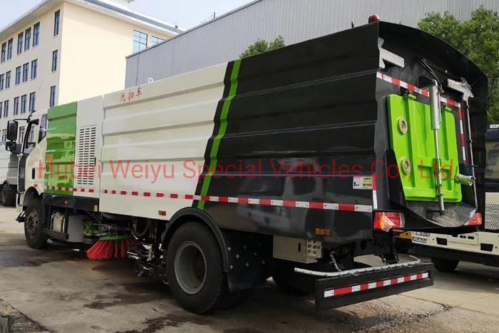 China FAW 16cbm/16000liters Pavement Cleaning Broomer Machine Vehicle 8tons Road Washing and Sweeper Truck for Sale