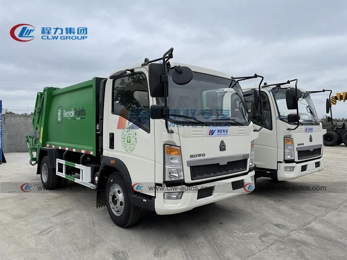 Sinotruk HOWO 6cbm Garabge Compactor Trucks 6000L 5tons Refused Compactor Trucks 6m3 Garbage Compactor Truck for Sale
