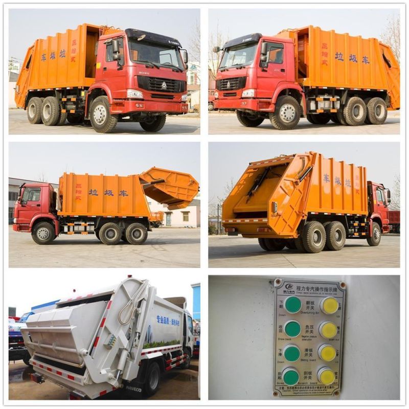 Sinotruk HOWO 6*4 Red Colour Garbage Compactor Truck