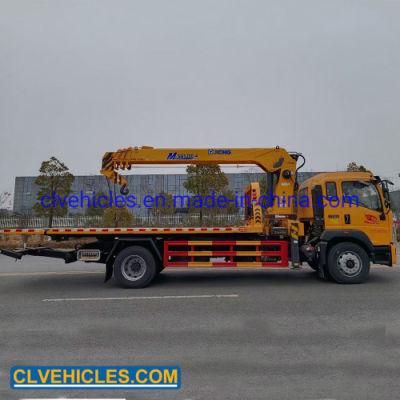 HOWO 8t Slide Bed Flatbed Wrecker Tow Truck Mounted Crane