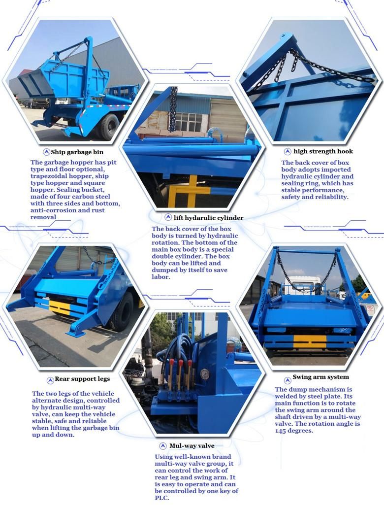 Used Sinotruk HOWO LHD 10ton Swing Arm Garbge Truck 10m3 Skipper Garbage Trucks Low Price on Promotion