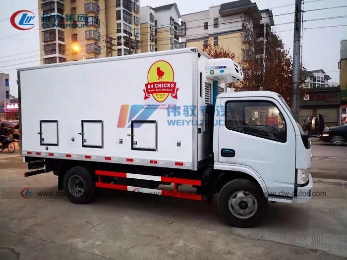 China Made Small Dongfeng Intelligent Live Baby Chick Day Old Chicken Transport Double Temperature Unit Poultry Delivery Truck