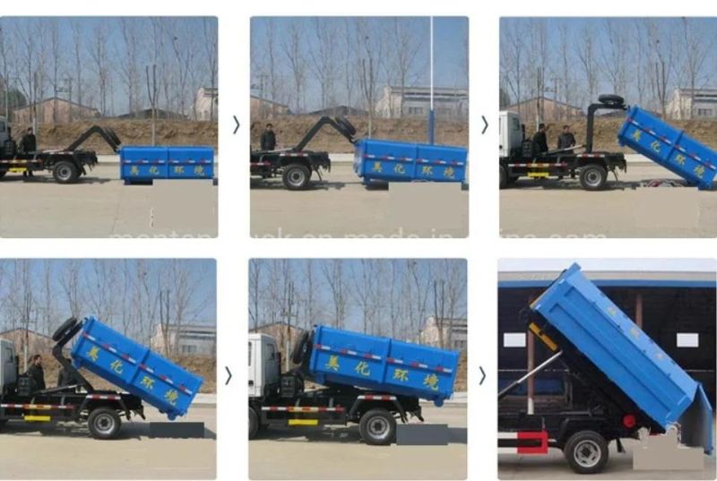 Mini Diesel Engine 3 Wheelers Garbage Collector Truck, 2000 Liters Dust Bin Hook Lift Garbage Truck Tender Price for Sale